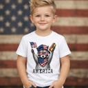  America 4th of July Kids Unisex T-shirt with Raccoon and Hotdog 