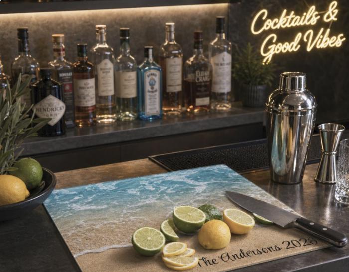 Ocean Personalized Tempered Glass Cutting Board 11" x 15" 