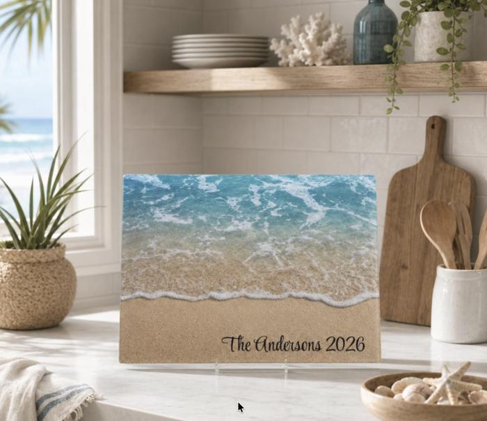 Ocean Personalized Tempered Glass Cutting Board 11" x 15" 