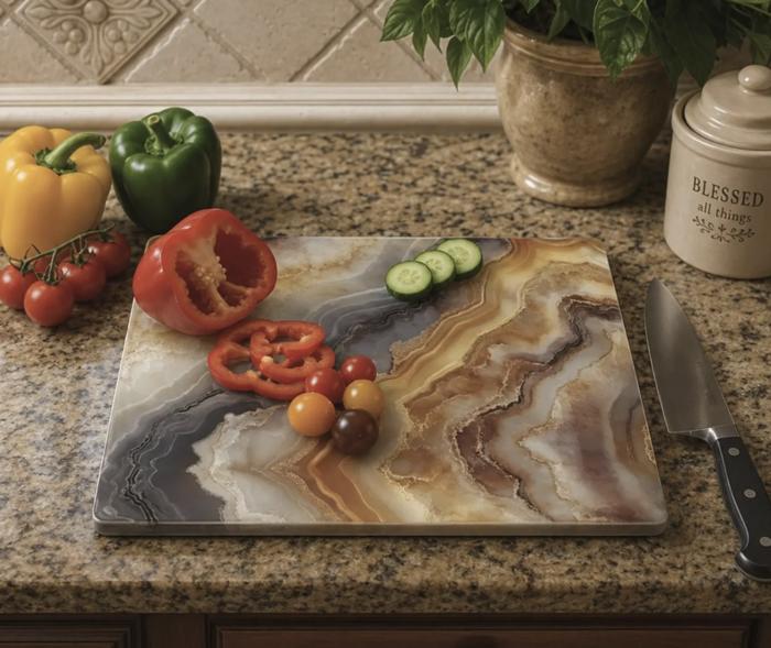 Brown Agate Glass Cutting Board 15" x 11" 