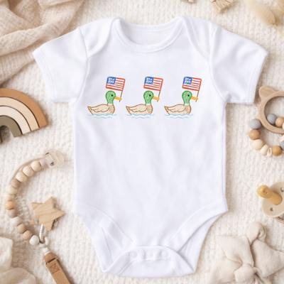 4th of July Mallards and Flags Baby Onesie