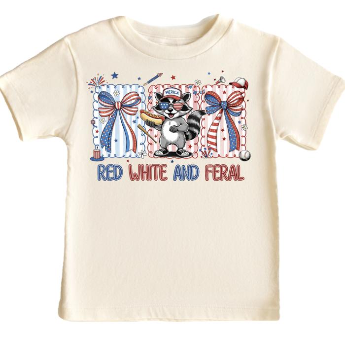 Red White and Feral Girls 4th of July Tee Shirt
