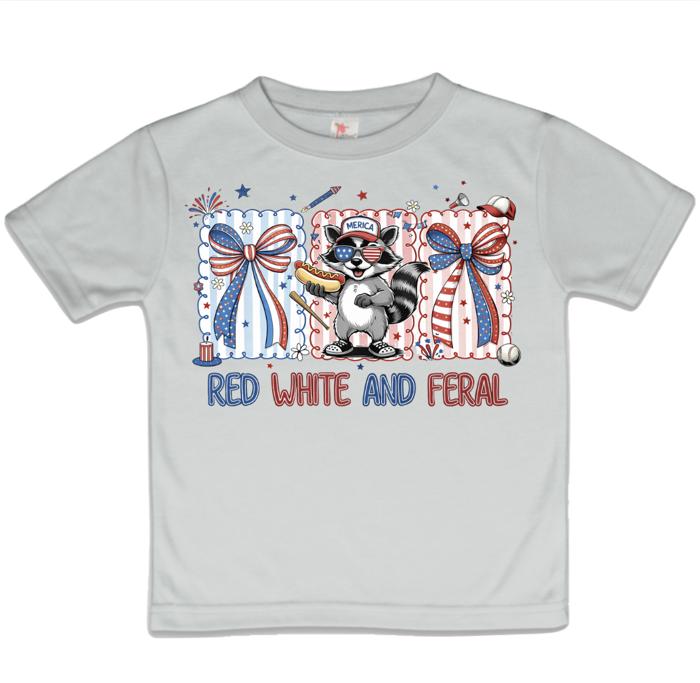 Red White and Feral Girls 4th of July Tee Shirt