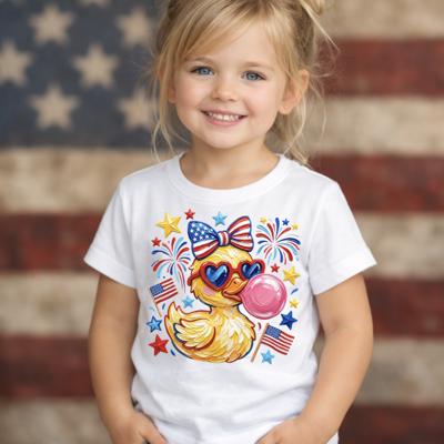 Yellow Ducky 4th of July Girls Tee Shirt