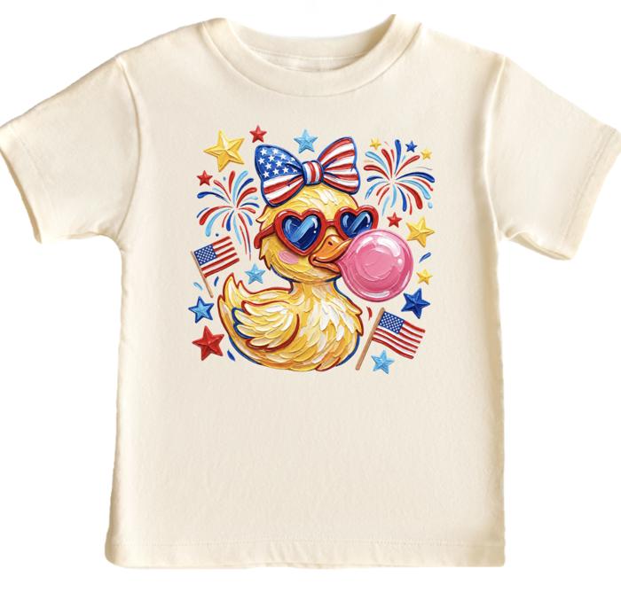Yellow Ducky 4th of July Girls Tee Shirt