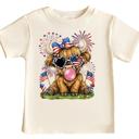  Highland Heifer Fireworks 4th of July Girls Tee Shirt
