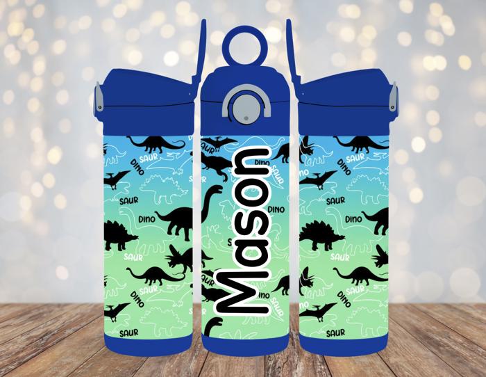 Dinosaur 12 oz Flip Top Personalized Tumbler