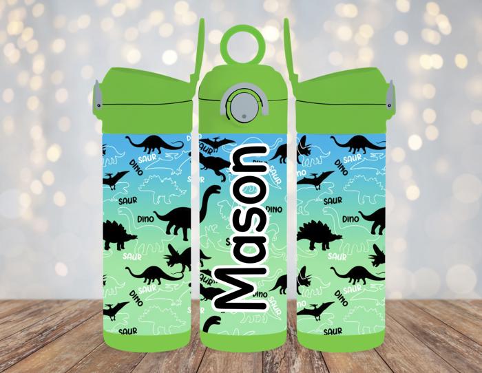 Dinosaur 12 oz Flip Top Personalized Tumbler