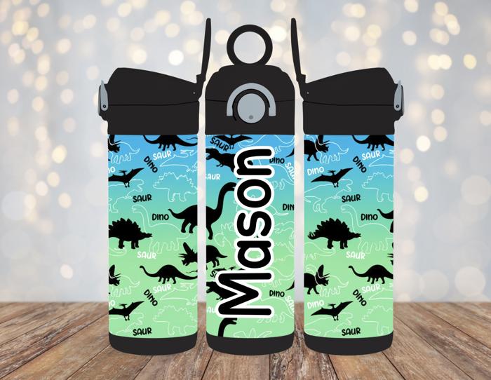 Dinosaur 12 oz Flip Top Personalized Tumbler