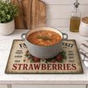 Farmers Market Strawberries Glass Cutting Board 15" W x 11" H