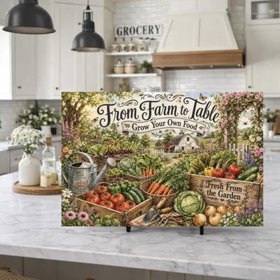 Farm to Table Glass Vegetable Cutting Board 15" x 11" 