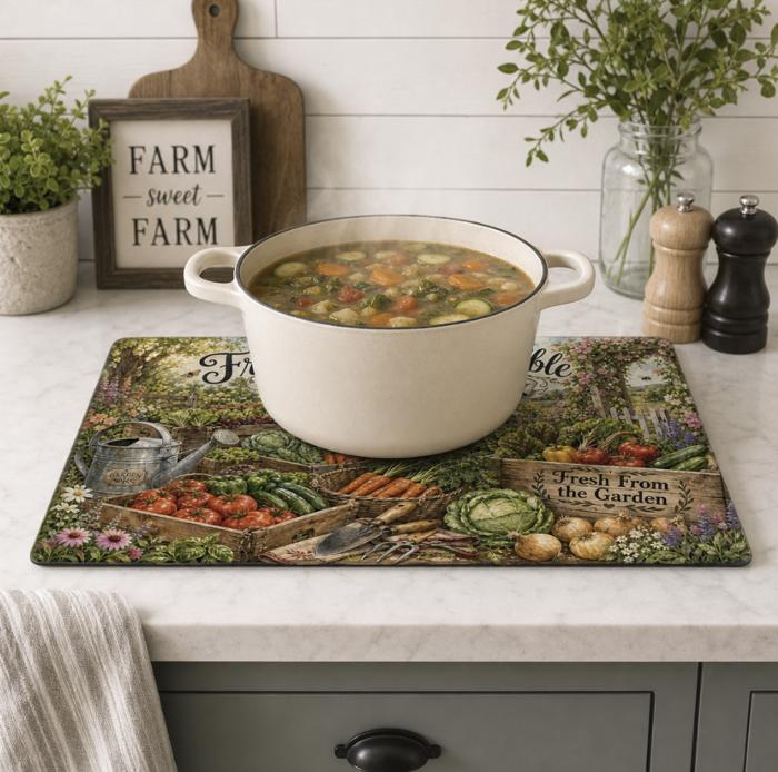 Farm to Table Glass Vegetable Cutting Board 15" x 11" 
