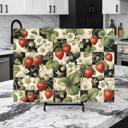  Strawberries and Black and Cream Checkered Glass Cutting Board 15" x 11" 