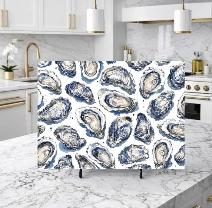 Oyster Tempered Glass Cutting Board 15" x 11"