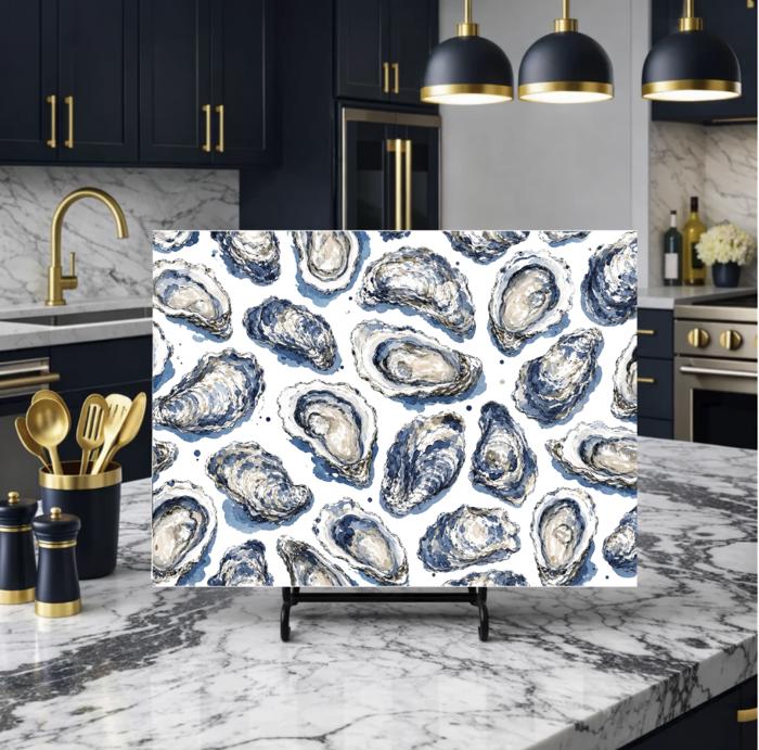 Oyster Tempered Glass Cutting Board 15" x 11"