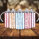  Cabana Pastel Stripes 12oz Baby Sippy Cup w/ 2 Lids, Personalized Name