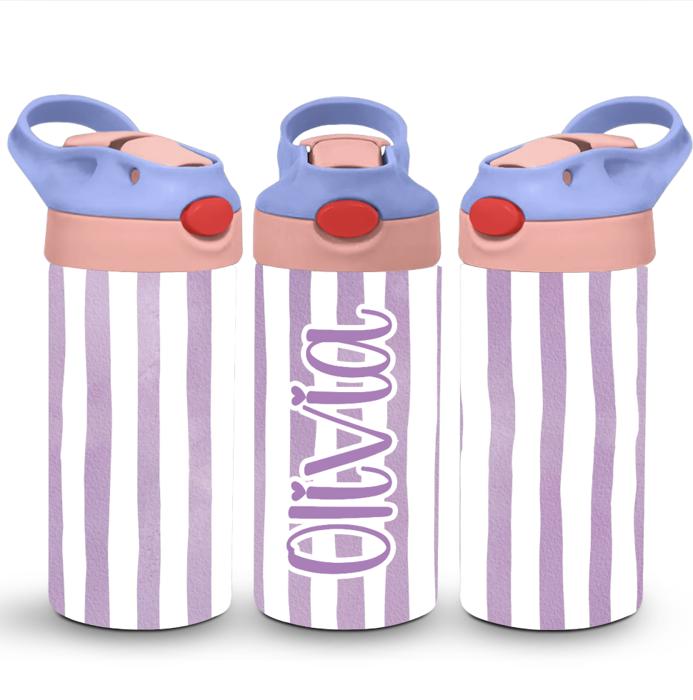 Girls Cabana Stripes  12oz Flip Top Spill Proof Tumbler, Personalized