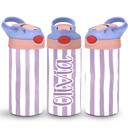  Girls Cabana Stripes  12oz Flip Top Spill Proof Tumbler, Personalized