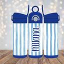  Cabana Stripes 12oz Girl Tumbler, Personalized Leak Proof Flip Top Sport Water Bottle