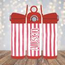  Cabana Stripes 12oz Girl Tumbler, Personalized Leak Proof Flip Top Sport Water Bottle