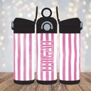  Cabana Stripes 12oz Girl Tumbler, Personalized Leak Proof Flip Top Sport Water Bottle
