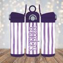  Cabana Stripes 12oz Girl Tumbler, Personalized Leak Proof Flip Top Sport Water Bottle