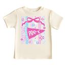  Retro Striped Floral Pennant Flag Coquette Bow Girls Back to School Shirt