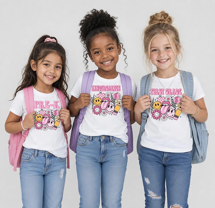 Back to School retro Vibes Girls Tee Shirt