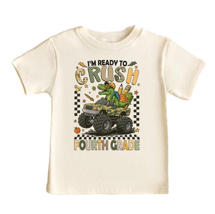 Crushing School Boys Dinosaur and Monster Truck Tee Shirt