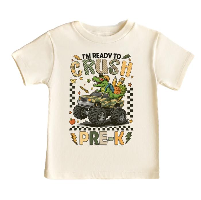Crushing School Boys Dinosaur and Monster Truck Tee Shirt