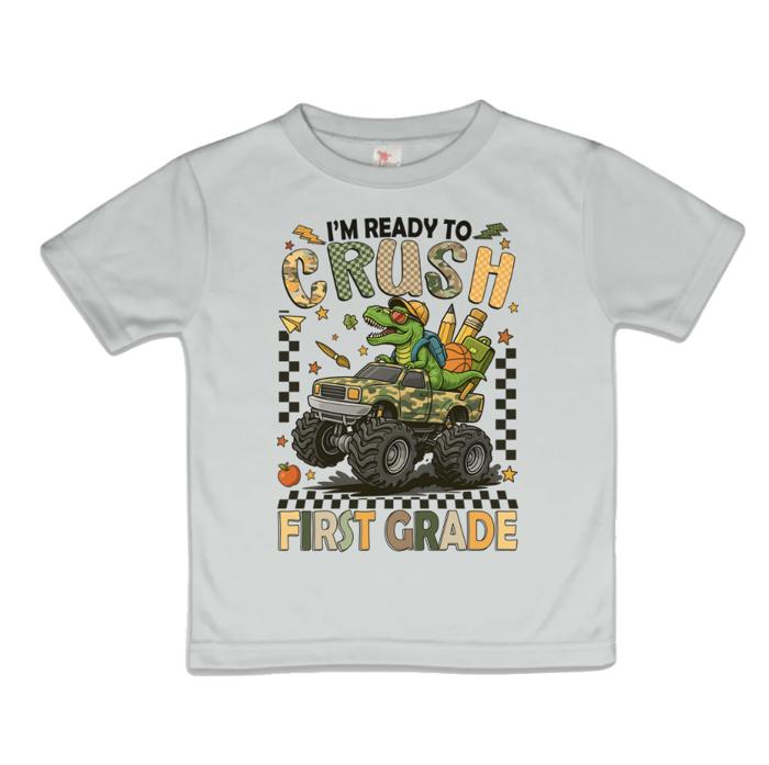 Crushing School Boys Dinosaur and Monster Truck Tee Shirt