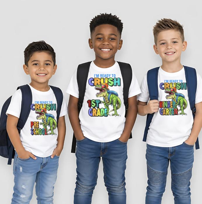 Ready to Crush School Boys Dinosaur Tee Shirt