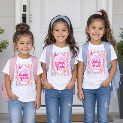 Preppy Apple and Coastal Stripes Girls Back to School Tee Shirt
