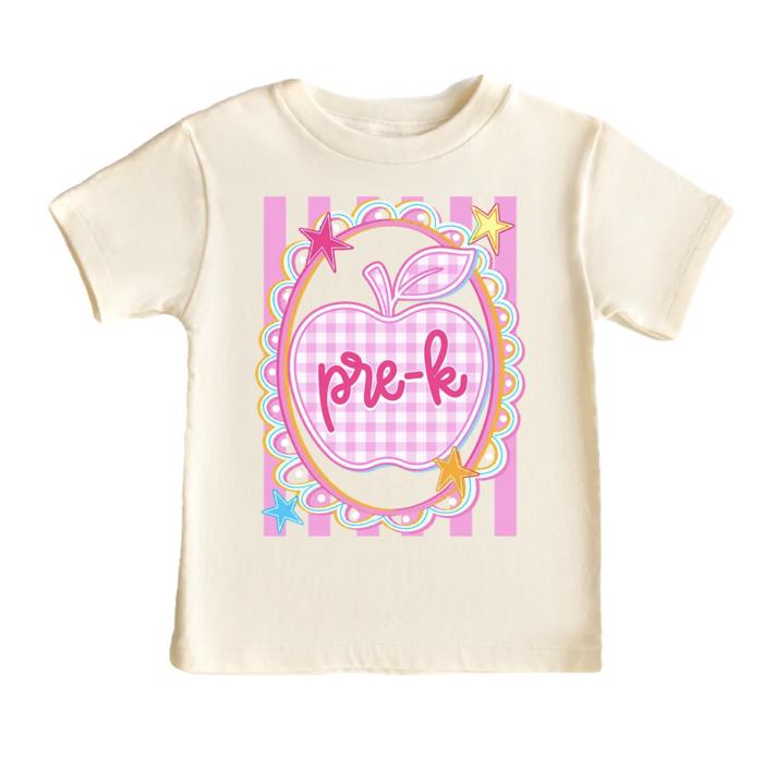 Preppy Apple and Coastal Stripes Girls Back to School Tee Shirt