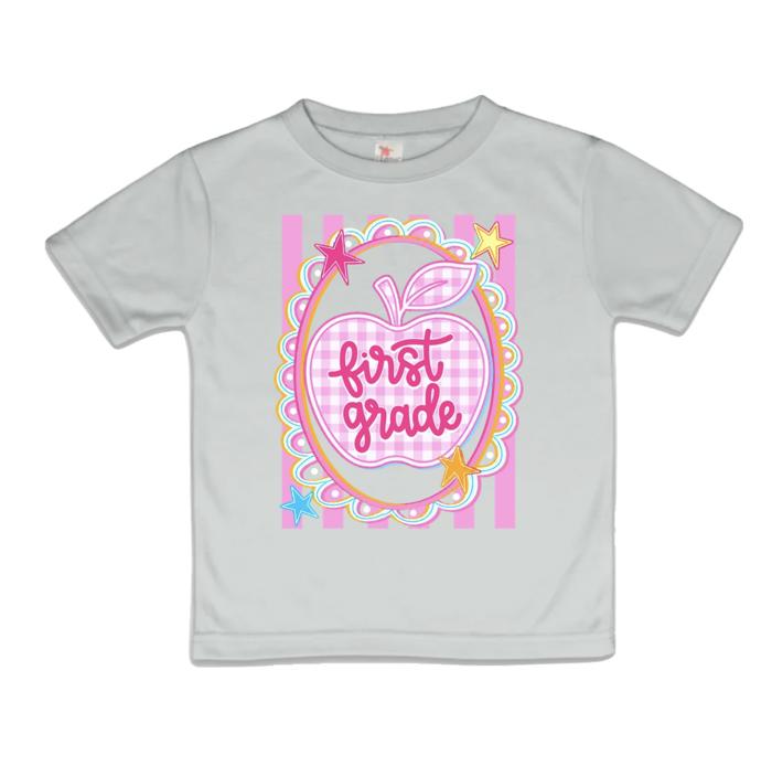 Preppy Apple and Coastal Stripes Girls Back to School Tee Shirt