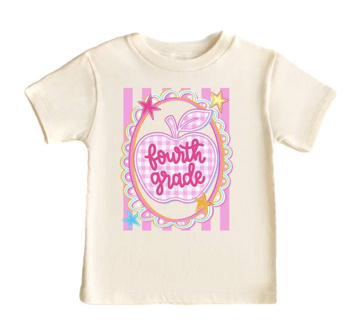 Preppy Apple and Coastal Stripes Girls Back to School Tee Shirt