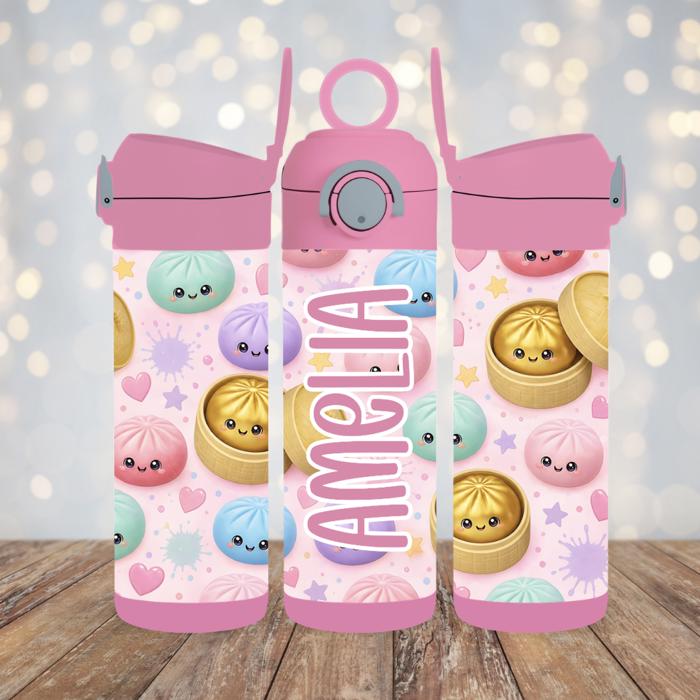 Dumpling Squishy Toy Personalized Girls 12 oz Flip Top Water Bottle