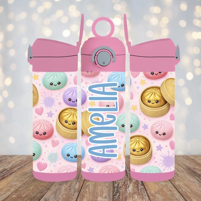 Dumpling Squishy Toy Personalized Girls 12 oz Flip Top Water Bottle
