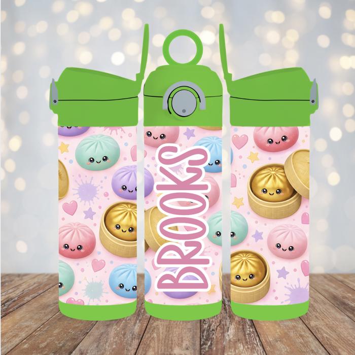 Dumpling Squishy Toy Personalized Girls 12 oz Flip Top Water Bottle