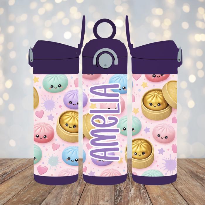 Dumpling Squishy Toy Personalized Girls 12 oz Flip Top Water Bottle