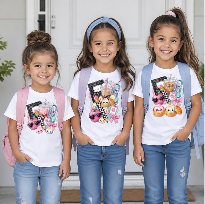 Back to School Dumpling and Boba Tea Girls Tea Shirts