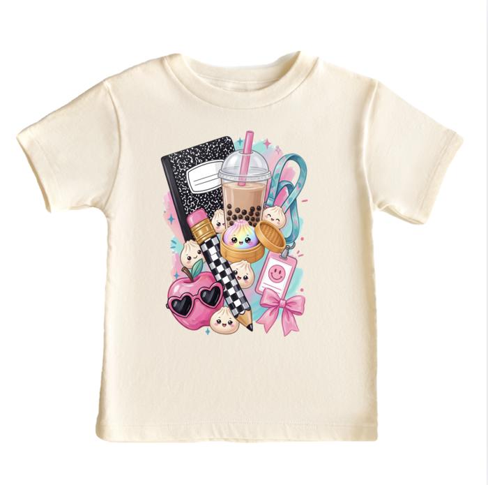 Back to School Dumpling and Boba Tea Girls Tea Shirts