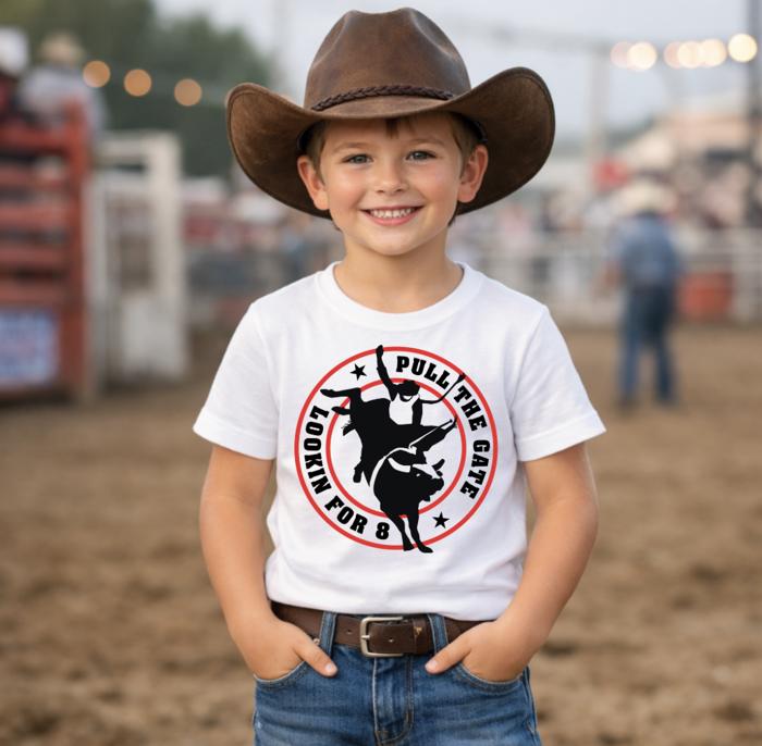 Pull the Gate Lookin For 8 Kids Western Rodeo Tee Shirt