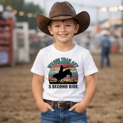 Wilder Than Any 8 Second Ride Western Rodeo Kids Tee Shirt