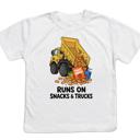  Runs on Snacks and Trucks Boys Tee Shirt