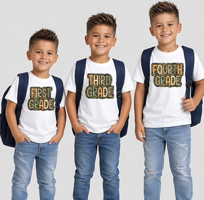 Back to School Camo Grade Kids Tee Shirt