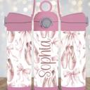  Girls Personalized Pink Flip Top 12 oz Tumblers and Straw
