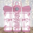  Girls Personalized Pink Flip Top 12 oz Tumblers and Straw