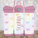  Girls Personalized Pink Flip Top 12 oz Tumblers and Straw
