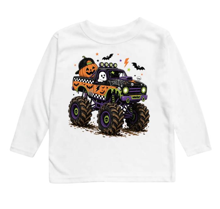Halloween Monster Truck Kids Tee Shirt